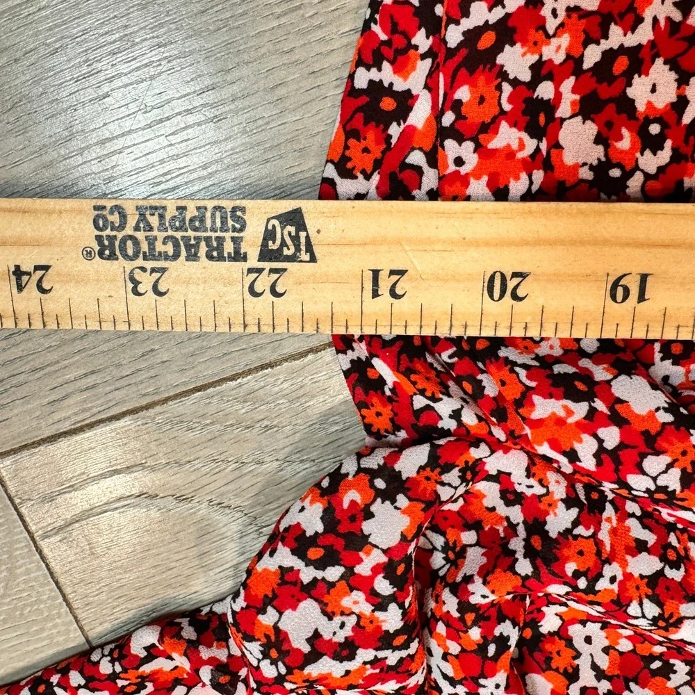 MICHAEL KORS Sangria Floral Smocked Ruffle Off the Shoulder‎ Dress Red Medium M